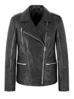 Women's Black Leather Biker Jacket