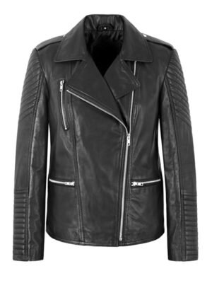 Women's Black Leather Biker Jacket