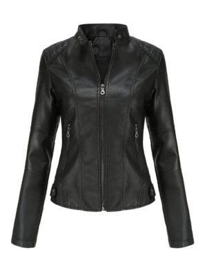 Women's Black Slimfit Biker Jacket