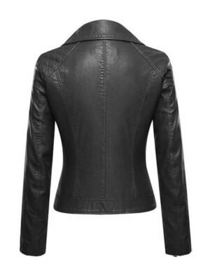 Women's Asymmetrical Zipper Black Leather Jacket