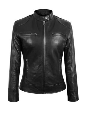 Women's Black Vintage Style Biker Jacket