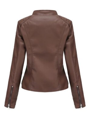 Women's Brown Slimfit Biker Jacket