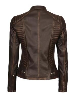 Women's Brown Rub-off Leather Jacket