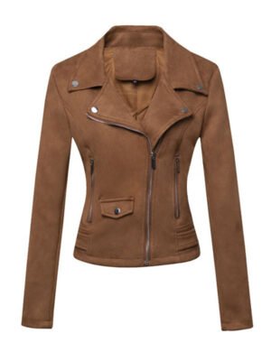 Women's Brown Biker Suede Jacket