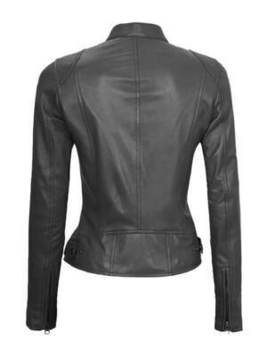 Women's Black Leather Biker Jacket