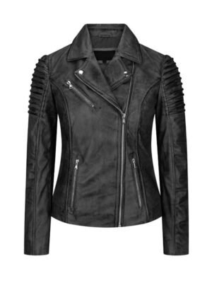 Women's Black Racer Biker Leather Jacket