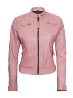 Women's Diamond Quilted Pink Leather Jacket