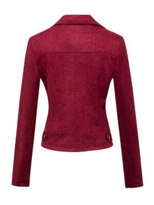 Women's Maroon Slimfit Biker Suede Jacket