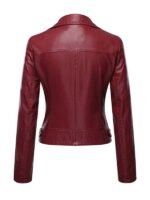 Women's Maroon Slim Fit Biker Jacket