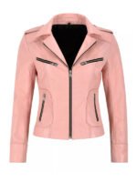 Women's Short Pink Biker Jacket