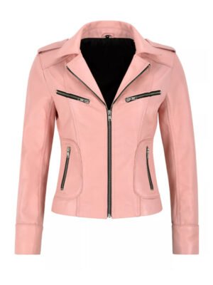 Women's Short Pink Biker Jacket