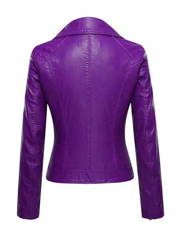 Women's Purple Slimfit Biker Jacket