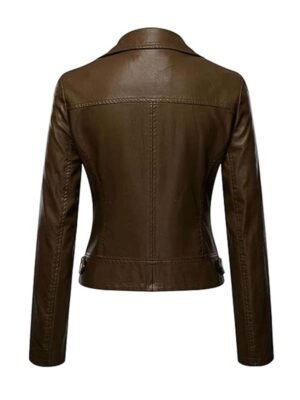 Women's Short Body Slimfit Brown Leather Jacket