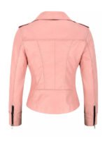 Women's Pink Leather Biker Jacket