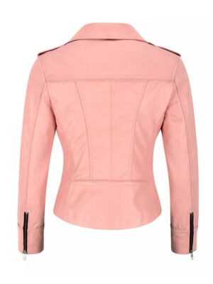 Women's Pink Leather Biker Jacket