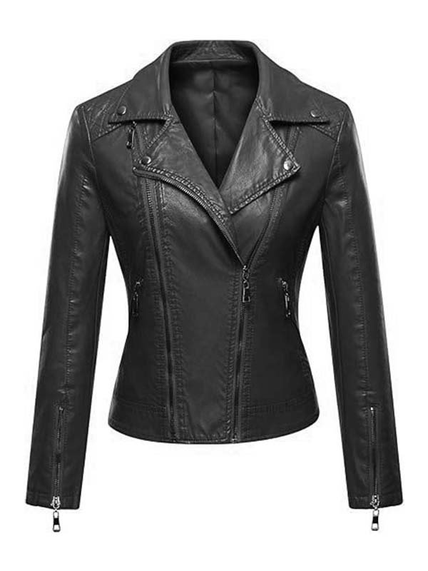 Women's Black Slimfit Biker Jacket