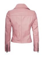 Women's Pink moto Biker Leather Jacket