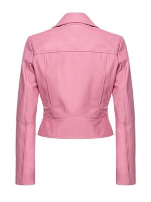 Women's Asymmetrical Zipper Pink Biker Jacket