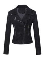 Women's Slimfit Biker Suede Leather Jacket