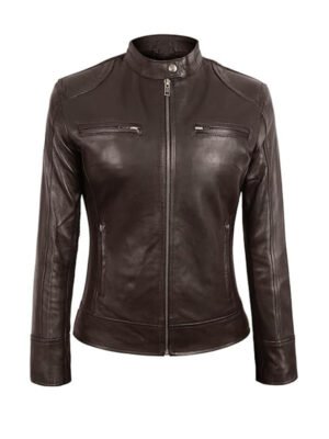 Women's Cafe Racer Brown Jacket