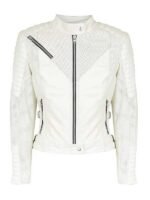 Women's White Biker Leather Jacket