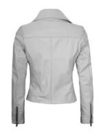 Women's White Moto Leather Jacket