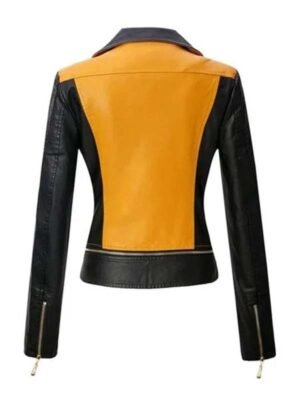Women's Yellow And Black Biker Jacket