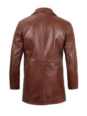 Men's Brown Leather Car Coat