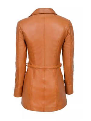 Three Quarter Tan Brown Coat For Women