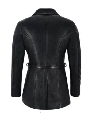 34 Length Black Leather Coat