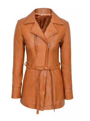 Tan Brown Trench Leather Coat