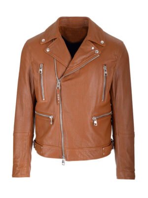 Men's Brown Biker Zipper Jacket