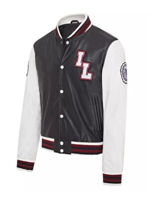 Baseball Bomber Black Leather Jacket