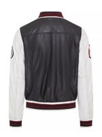 Baseball Bomber Black Leather Jacket