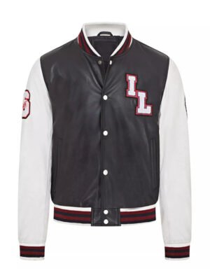 Baseball Bomber Black Leather Jacket