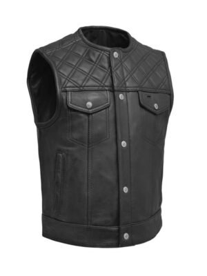 Men's Black Quilted Biker Vest