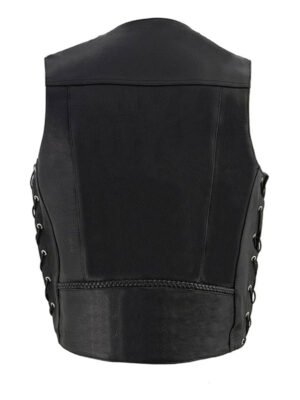 Men's Black V-Neck Biker Vest