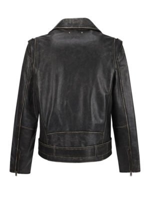 Men's Distressed Leather Biker Jacket