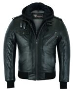 Men's Black Bomber Leather Jacket