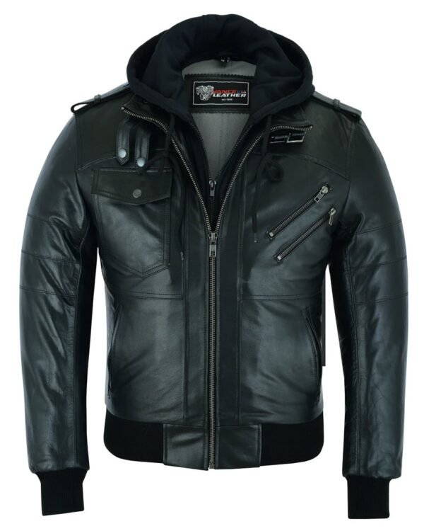 Men's Black Bomber Leather Jacket