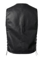 V-Neck Black Biker Vest