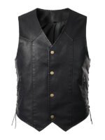 V-Neck Black Biker Vest
