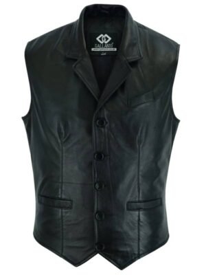 Men's Lapel Collar Leather Vest