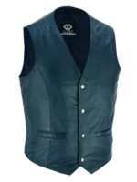 Men's Navy Blue Leather Vest