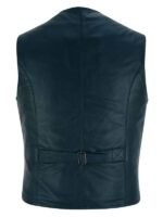 Men's Navy Blue Leather Vest