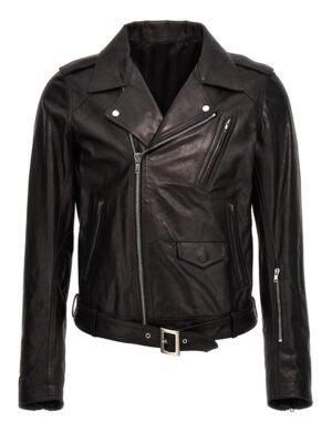 Men's Black Belted Biker Jacket