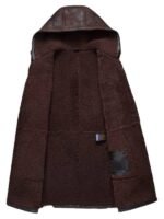 Men's Shearling Dark Brown Hooded Coat