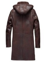 Men's Shearling Dark Brown Hooded Coat