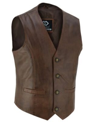 Men's Cowboy Brown Leather Vest