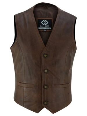 Men's Cowboy Brown Leather Vest